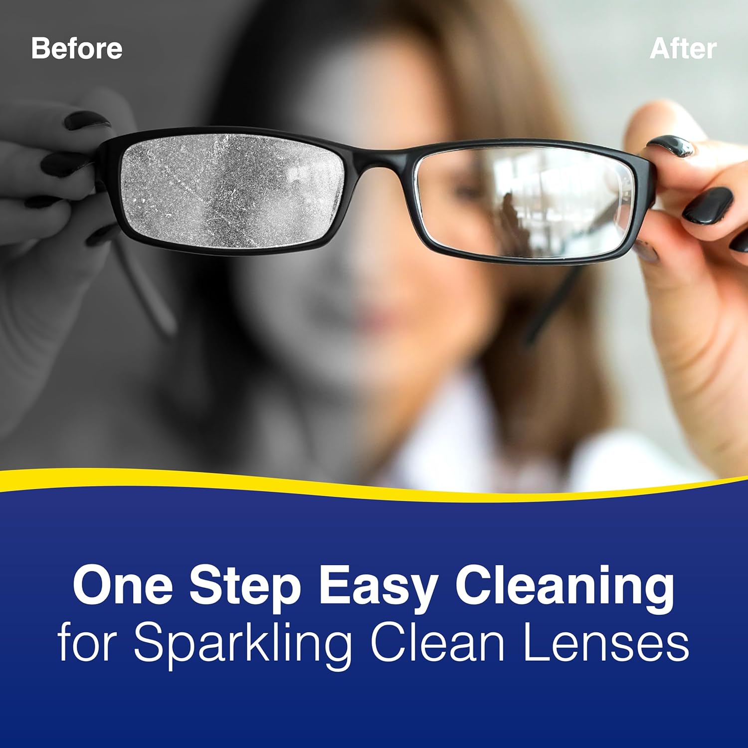 One step easy cleaning for sparkling clean lenses