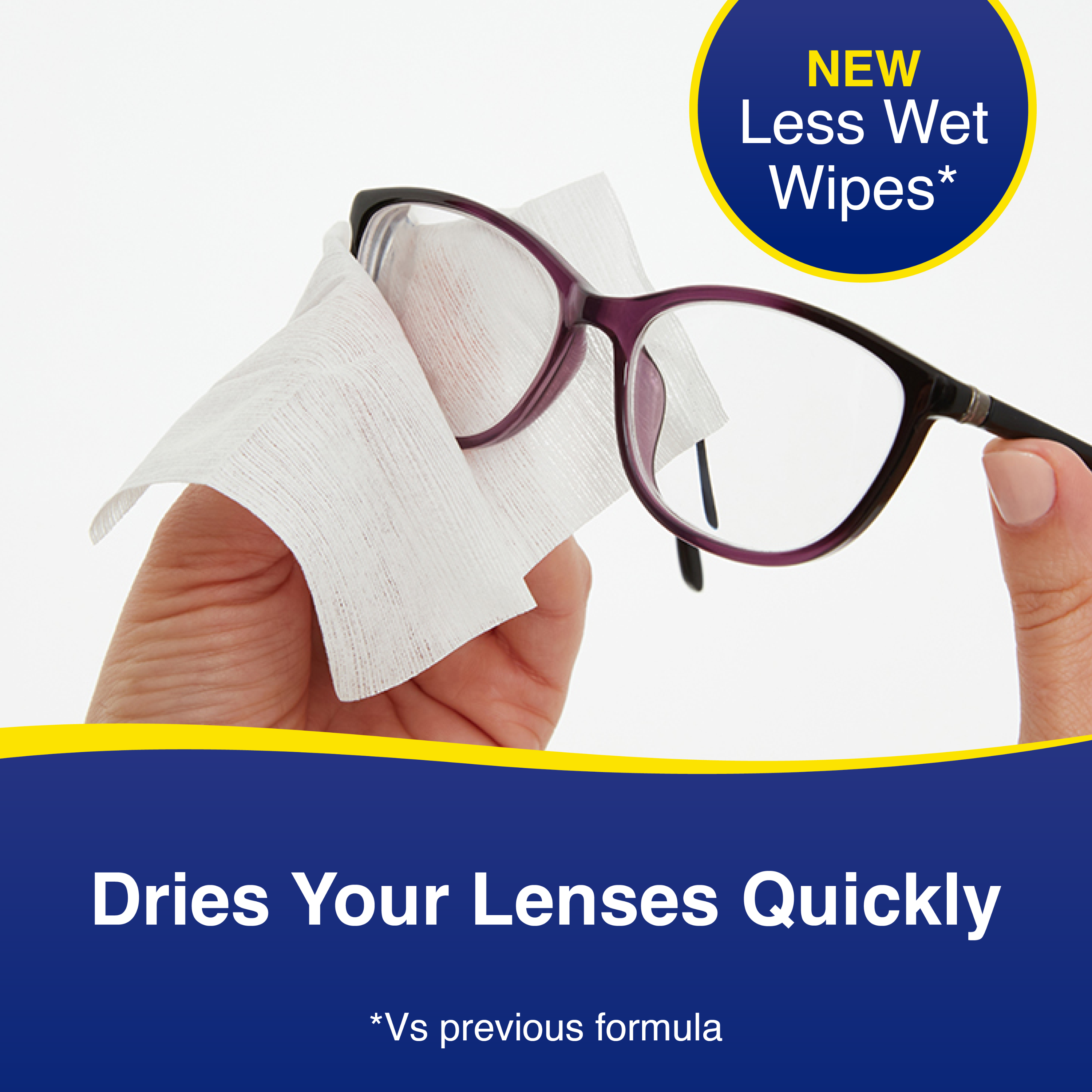 Dries your lenses quickly* *VS previous formula